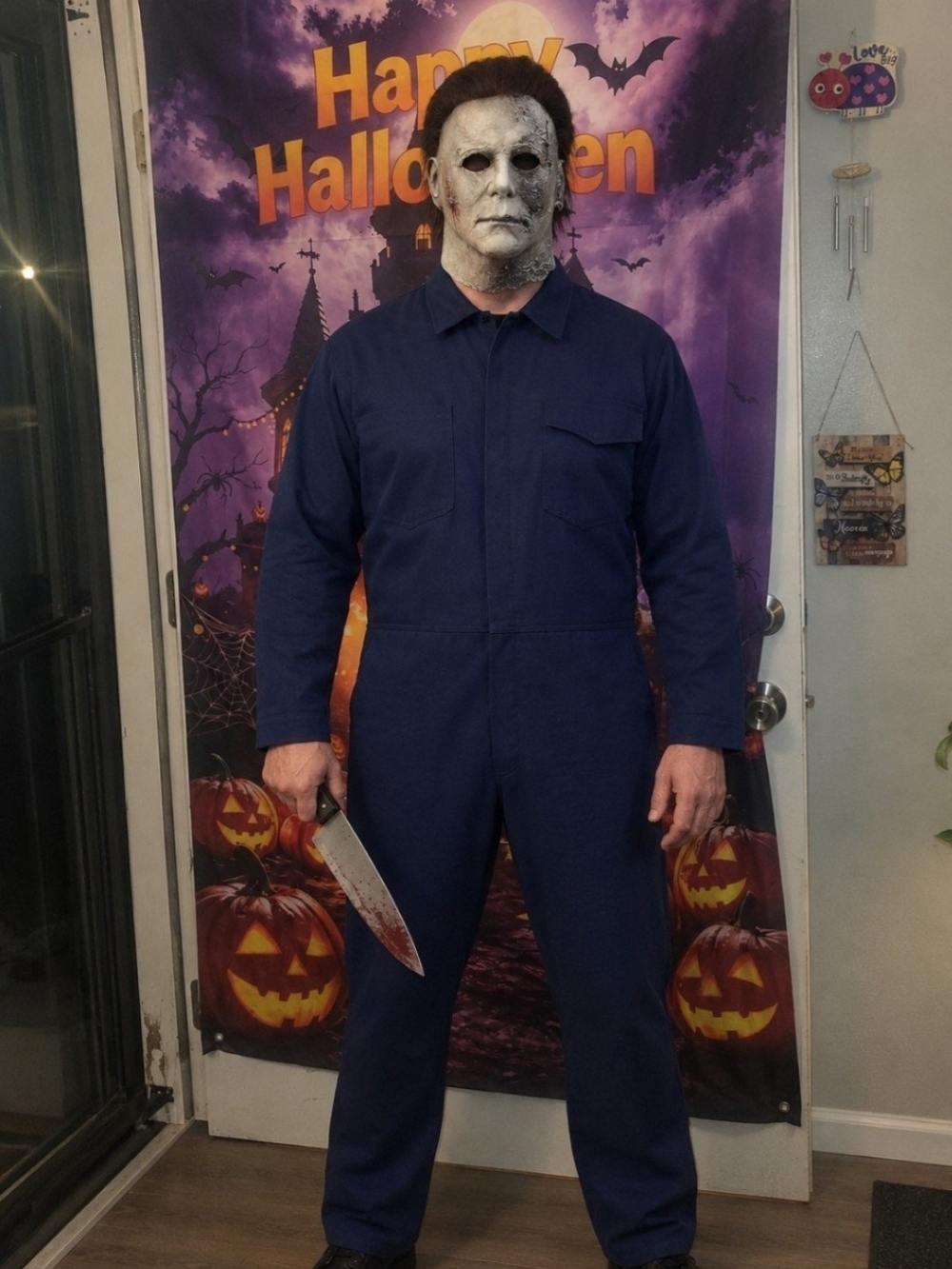 Classic Michael Horror Jumpsuit Kids Costume - Navy Blue